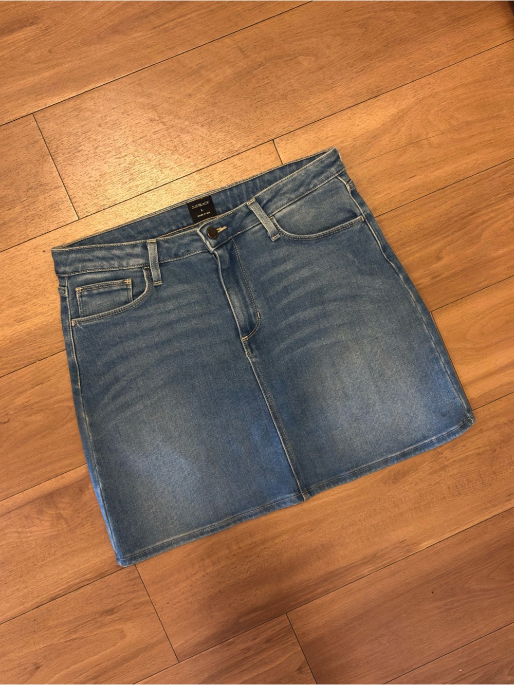 Just Black Washed Blue Denim Mini Skirt